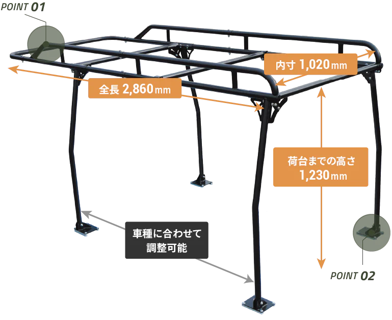 Mini Truck Cargo Roof Rack - Image 3